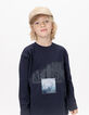 Marine T-shirt biokatoen lenticulaire opdruk jongens-3