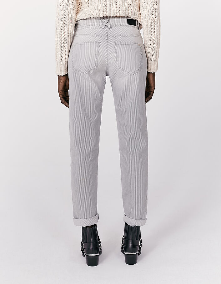 Women’s grey striped organic regular relax jeans with zips - IKKS