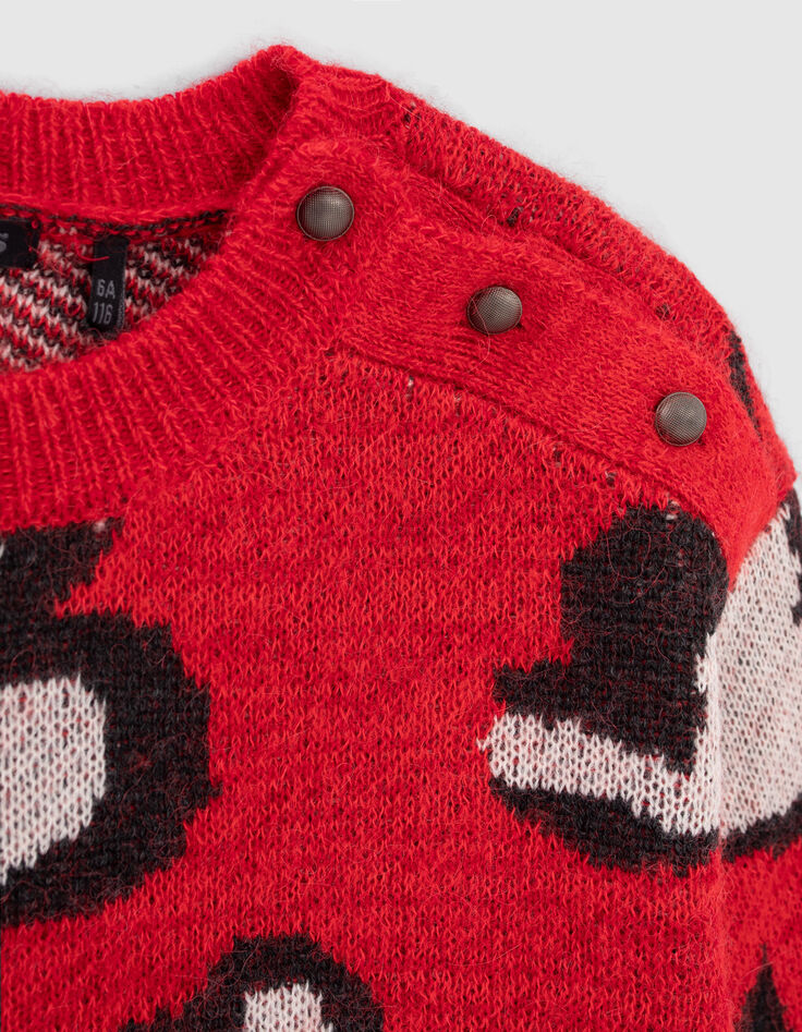 Jersey rojo medio jacquard corazones mini me niña-6