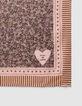 Girls’ pink square scarf, autumn flower print-4