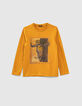 Camiseta ocre con visual cabeza de búfalo niño -2