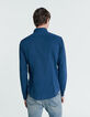 Chemise SLIM bleu denim en voile de coton bio Homme-3