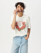 Camiseta cuello redondo blanca flores mensaje-2