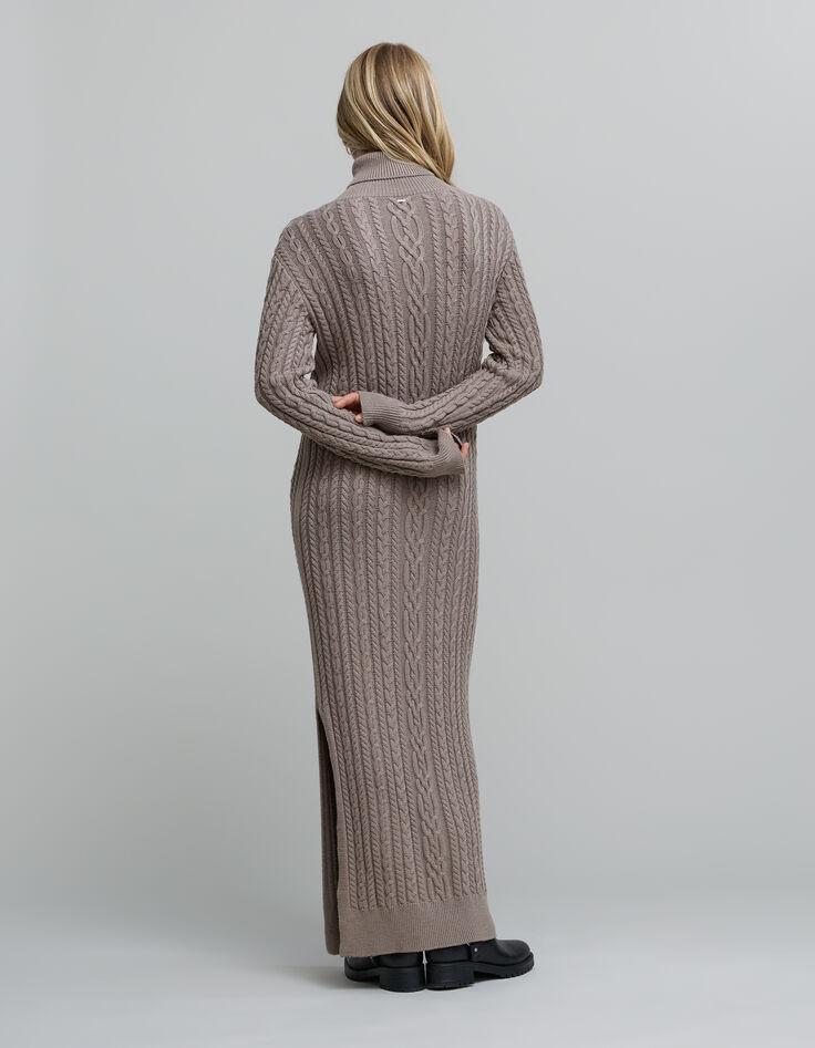 Vestido midi de mujer de punto de sésamo con vueltas-2