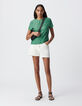 Tee-shirt vert lurex motif pois Femme-1