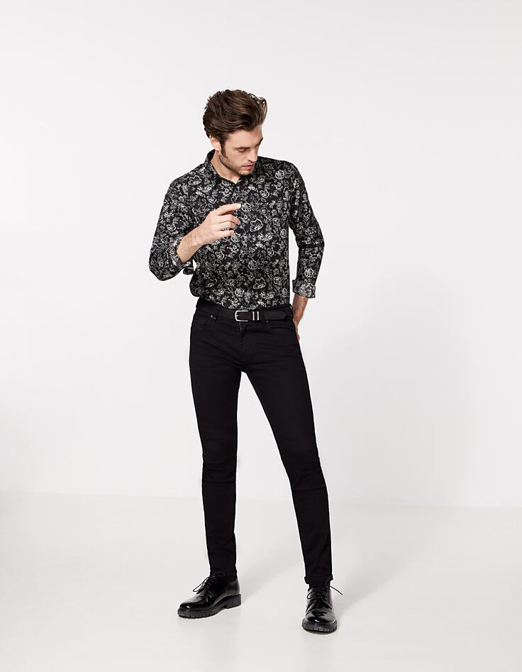 Schwarzes Herren REGULAR-Hemd mit Blumenprint-7