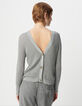 Elegante Cárdigan de lúrex gris calado para Mujer-5