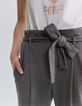 Women’s grey semi-plain 7/8 high-waist slim suit trousers-4