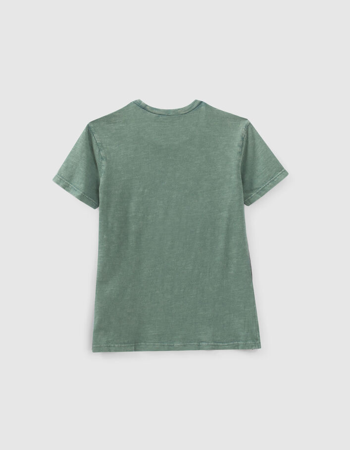 Grünes Jungen-T-Shirt mit gesticktem Skelett mit Hut - IKKS