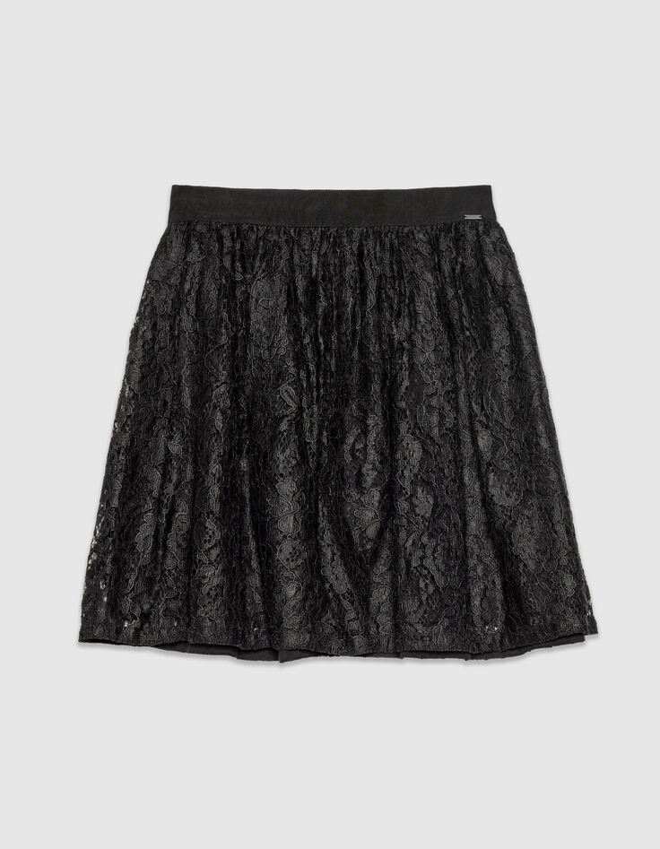 Jupe courte noire tout dentelle Femme-7