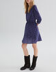 Women’s navy recycled tachist print dress-7