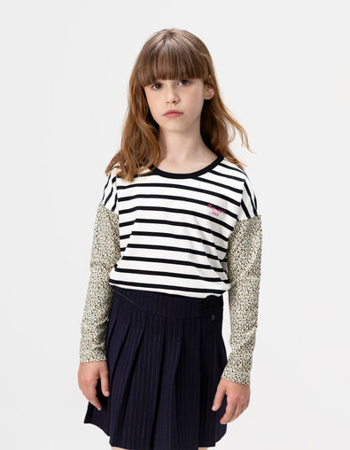 Ecru matrozenshirt biokatoen strikjes mouwen meisjes - IKKS