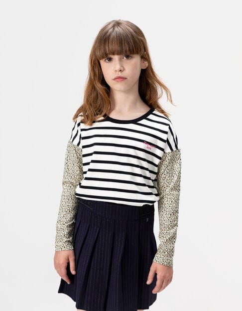 Camiseta marinera crudo algodón mangas lazos niña - IKKS