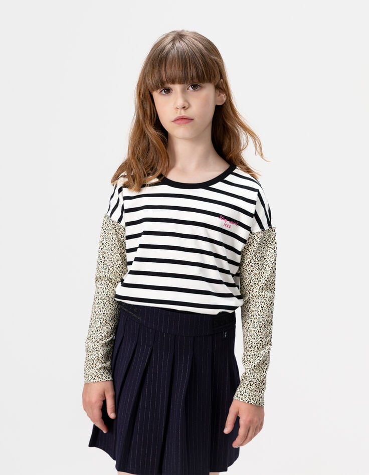Camiseta marinera crudo algodón mangas lazos niña-1 Camiseta marinera crudo algodón mangas lazos niña-1