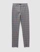 Pantalón slim gris Príncipe de Gales mujer-4