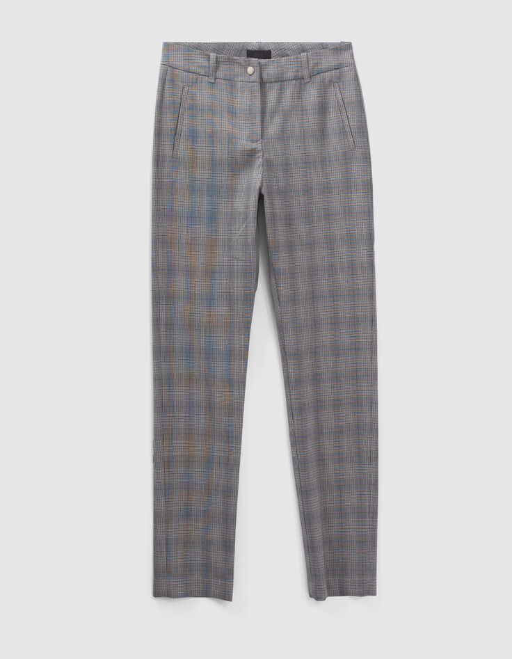 Pantalón slim gris Príncipe de Gales mujer-4