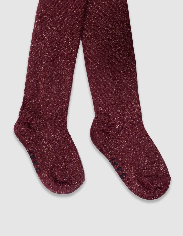 Bordeauxrote Mädchenstrumpfhose mit Kupferglitzer-4 Bordeauxrote Mädchenstrumpfhose mit Kupferglitzer-4