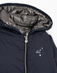 Omkeerbare gewatteerde jas in zilverkleur en navy meisjes-6