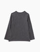 Tee-shirt gris chiné anthracite à tête de loup garçon-2
