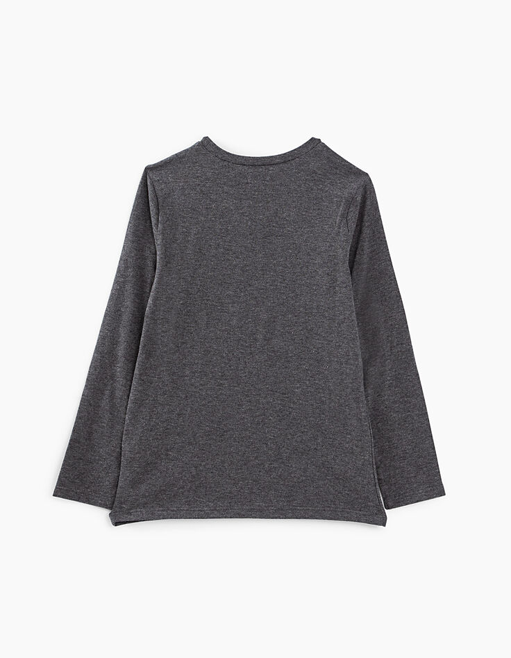 Tee-shirt gris chiné anthracite à tête de loup garçon-2 Tee-shirt gris chiné anthracite à tête de loup garçon-2