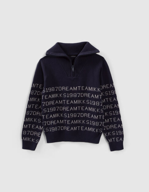 Pull marinière tricot jacquard typo garçon