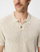 Polo beige punto calado fantas&iacute;a hombre-4