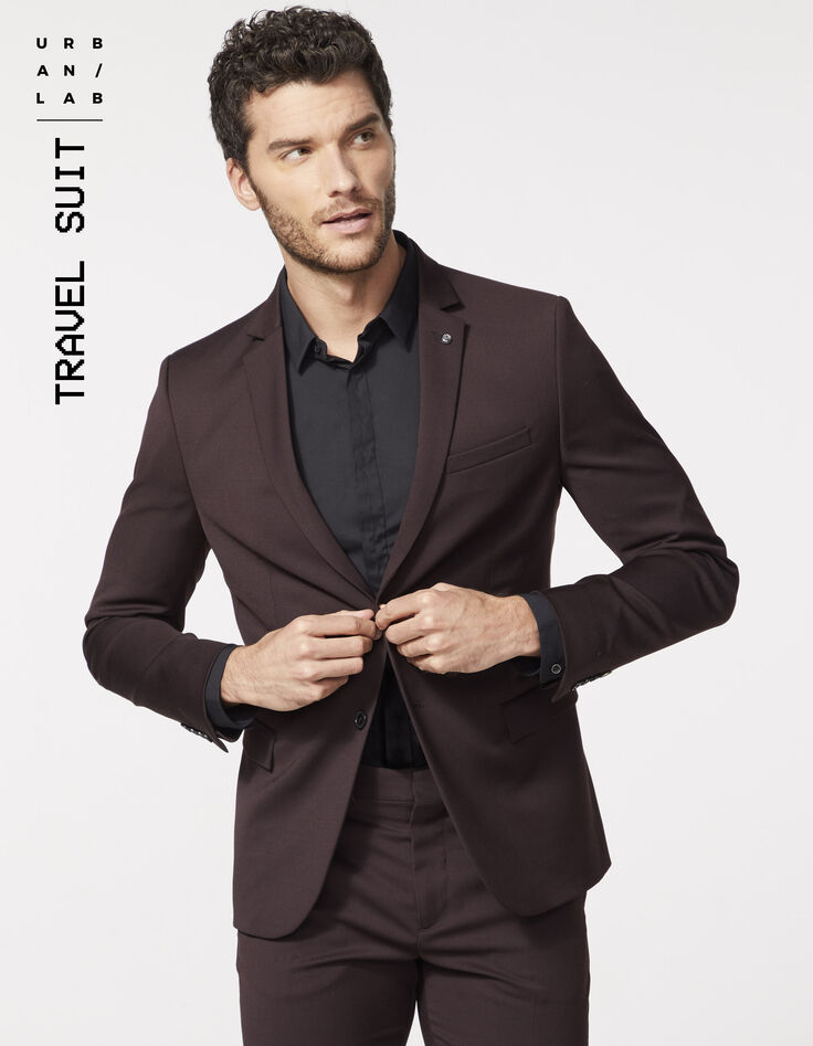 Veste de costume prune TRAVEL SUIT Homme-1