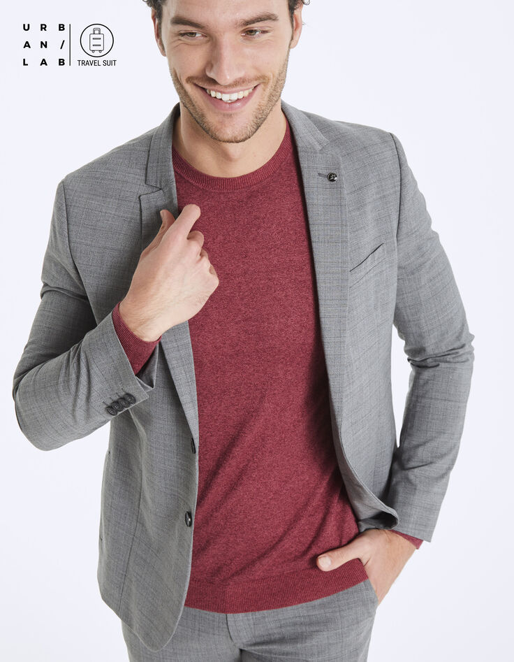 Grauer Herrensakko mit Glencheck-Karomuster Travel Suit-2