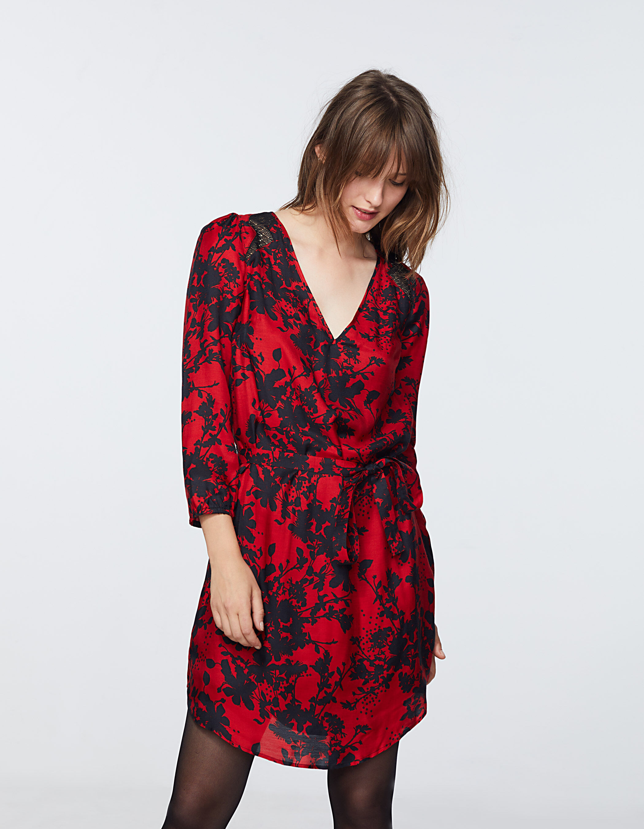 Robe droite en viscose soie imprime floral rock femme IKKS