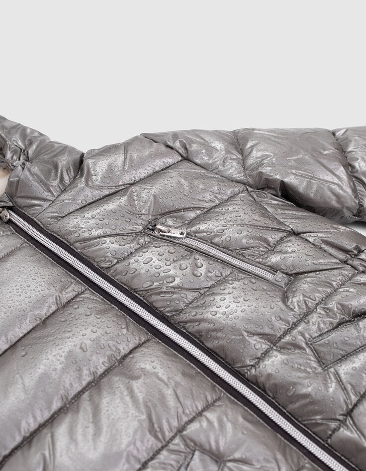 Doudoune longue dark silver &agrave; capuche fourr&eacute;e fille-7