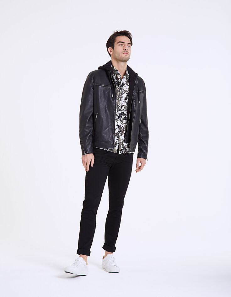 Chemise regular imprimée fleurs kaki manches courtes Homme-8