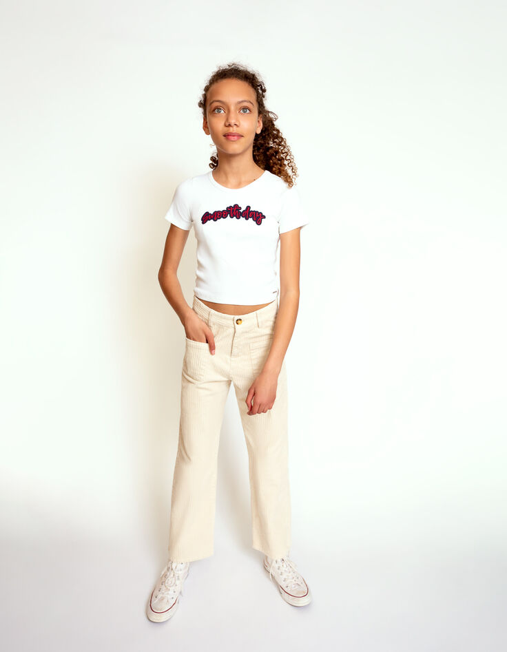 Girls’ vanilla corduroy flared trousers-2