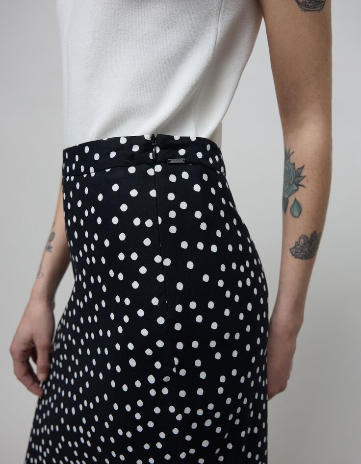 Jupe midi noire LENZING&trade; ECOVERO&trade; imprim&eacute; pois Femme-5