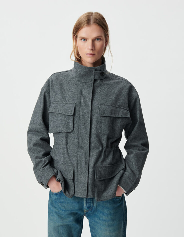 Women’s grey flannel overshirt jacket-3