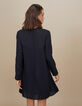 Robe noire plissée avec galons ajourés et cloutés I.Code-3