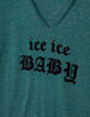 Tee-shirt turquoise pailleté à message floqué Femme-2