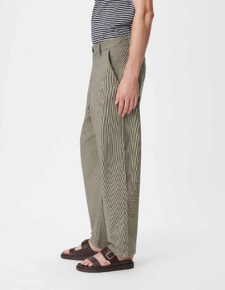 Pantalon battle gris motif rayures Homme-3