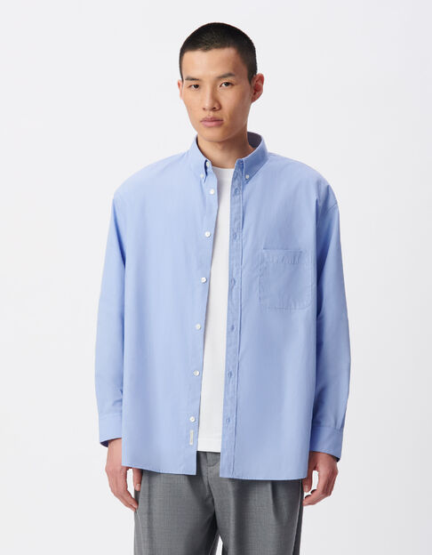 Chemise loose bleue unie coton bio Homme - IKKS