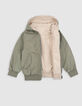 Reversible khaki and beige jacket for boy-8