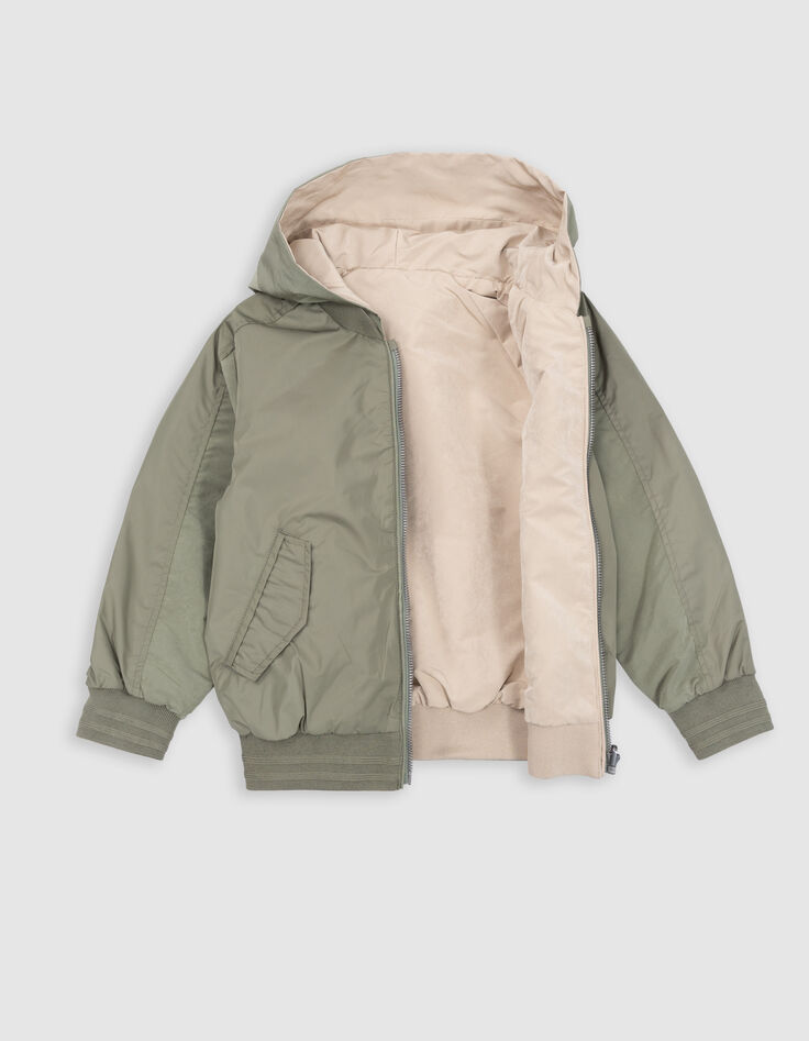 Reversible khaki and beige jacket for boy-8