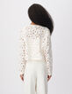 Chaqueta bolero corta de mujer de encaje blanco-3