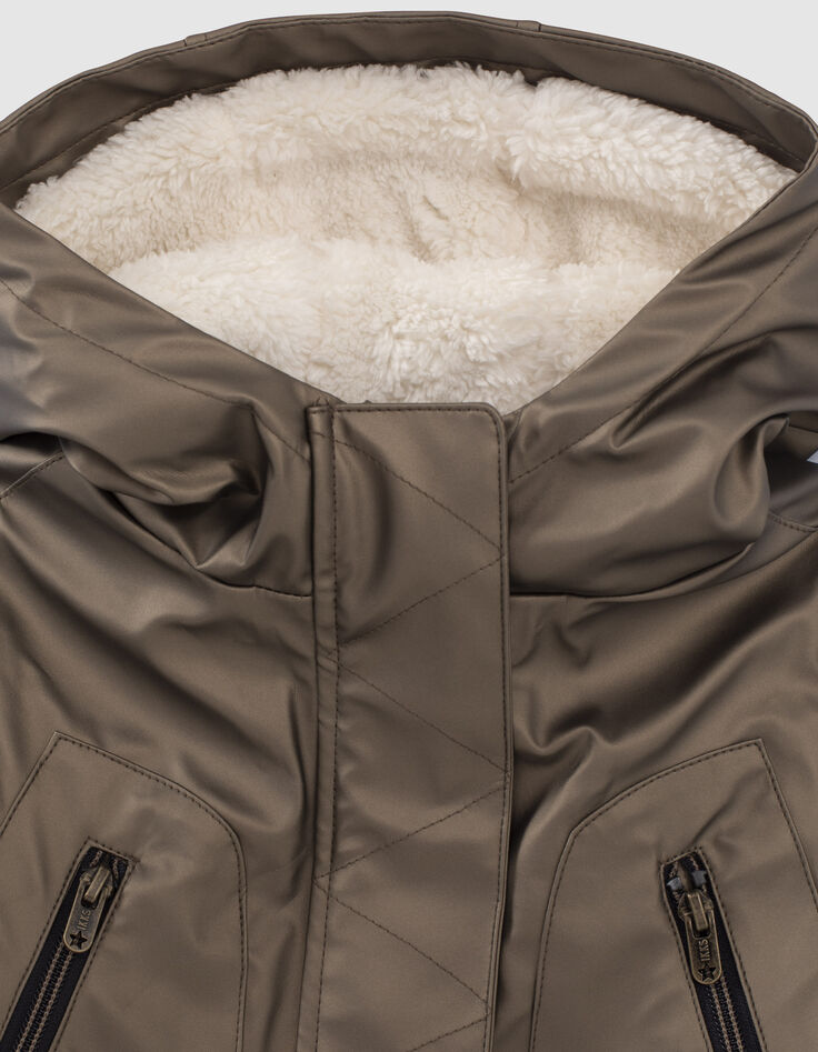 Parka doré fourrée à capuche fille-2