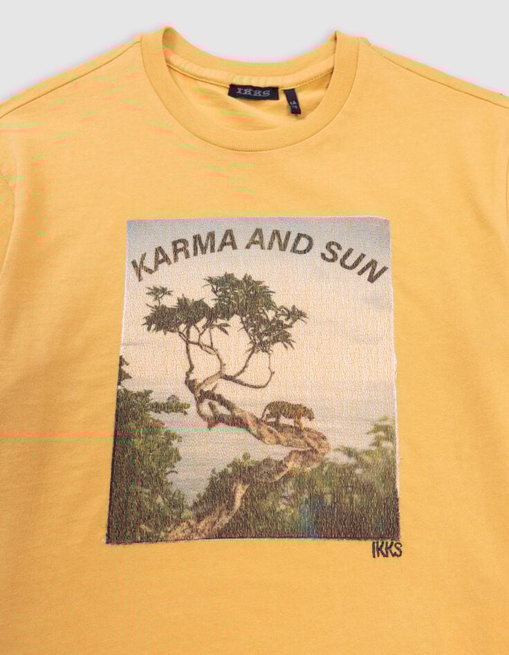 T-shirt jaune coton bio tigre sur arbre gar&ccedil;on-2