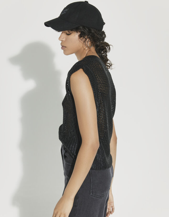 Women’s black foil knit sleeveless sweater - IKKS