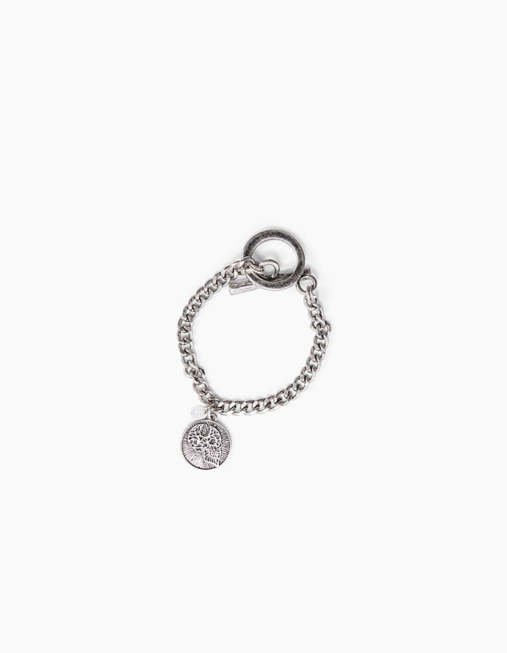 Bracelet chaine médaille squelette femme-1