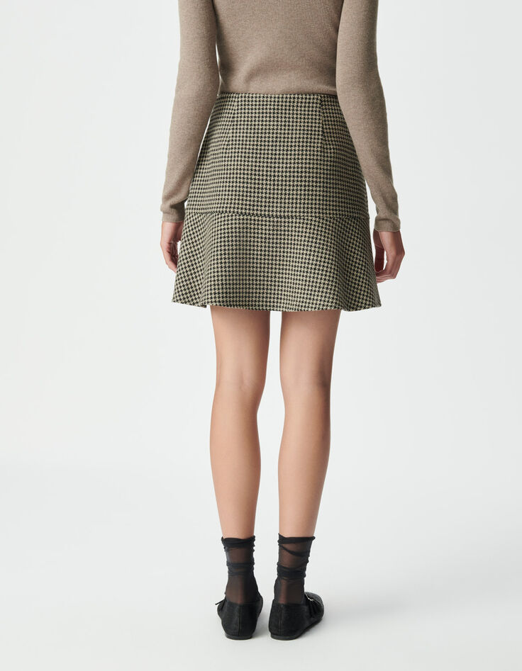 Women’s beige houndstooth short skirt-4 Women’s beige houndstooth short skirt-4