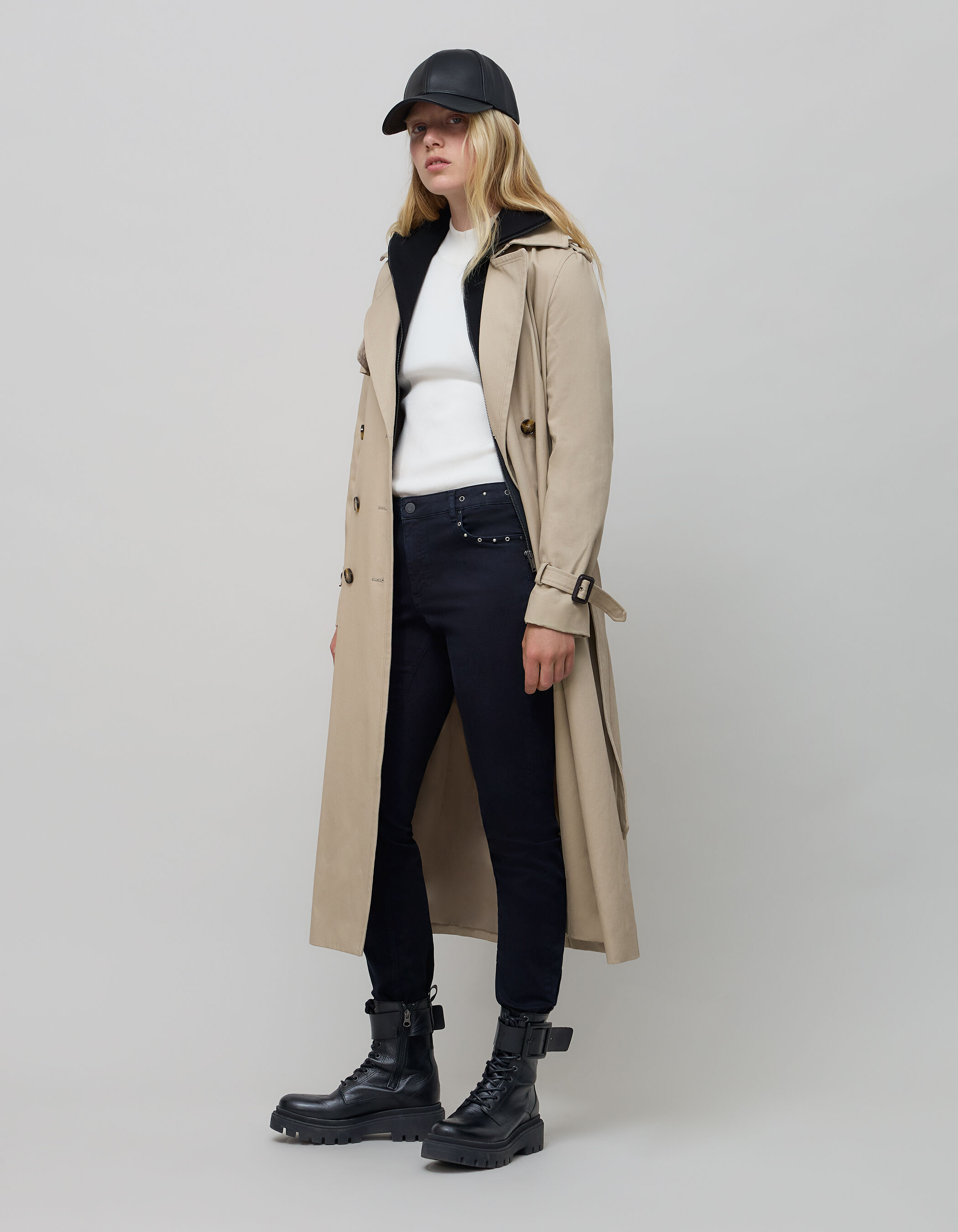 Jean slim blue black powerstretch décor clous 7/8e Femme