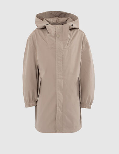 Boys’ beige hooded parka with embroidered back - IKKS