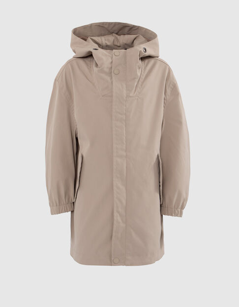 Beiger Jungenparka mit Kapuze und Stickerei hinten - IKKS