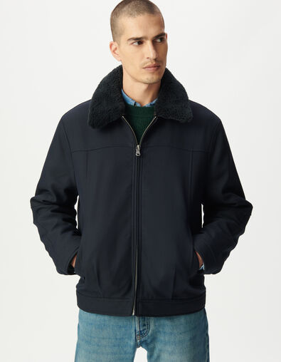 Marineblaue kurze Herren-Fliegerjacke trennbarer Kragen - IKKS